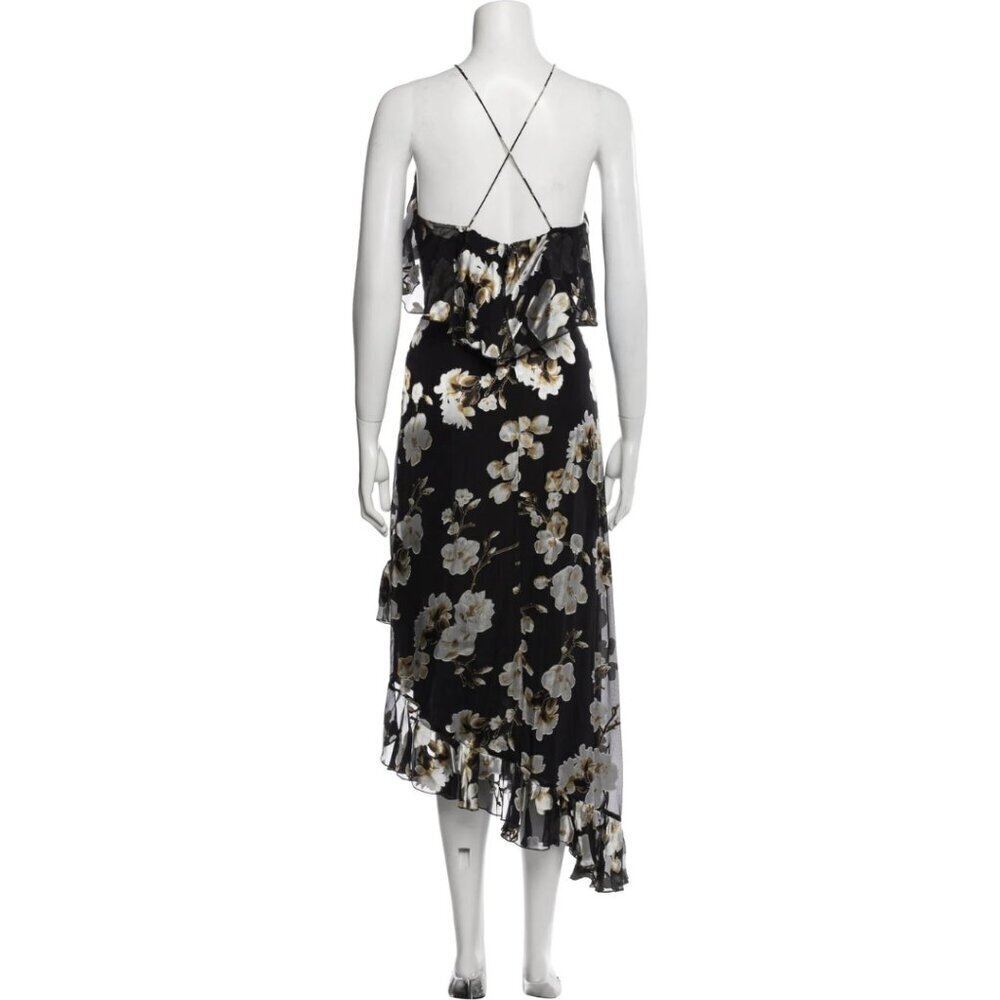 NWT Alice + Olivia Floral Print Midi Length Dress Asymmetrical Hem XS | 2 #9452 - Picture 5 of 7
